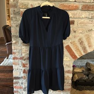 1. STATE navy ruffle neck dress. Size small